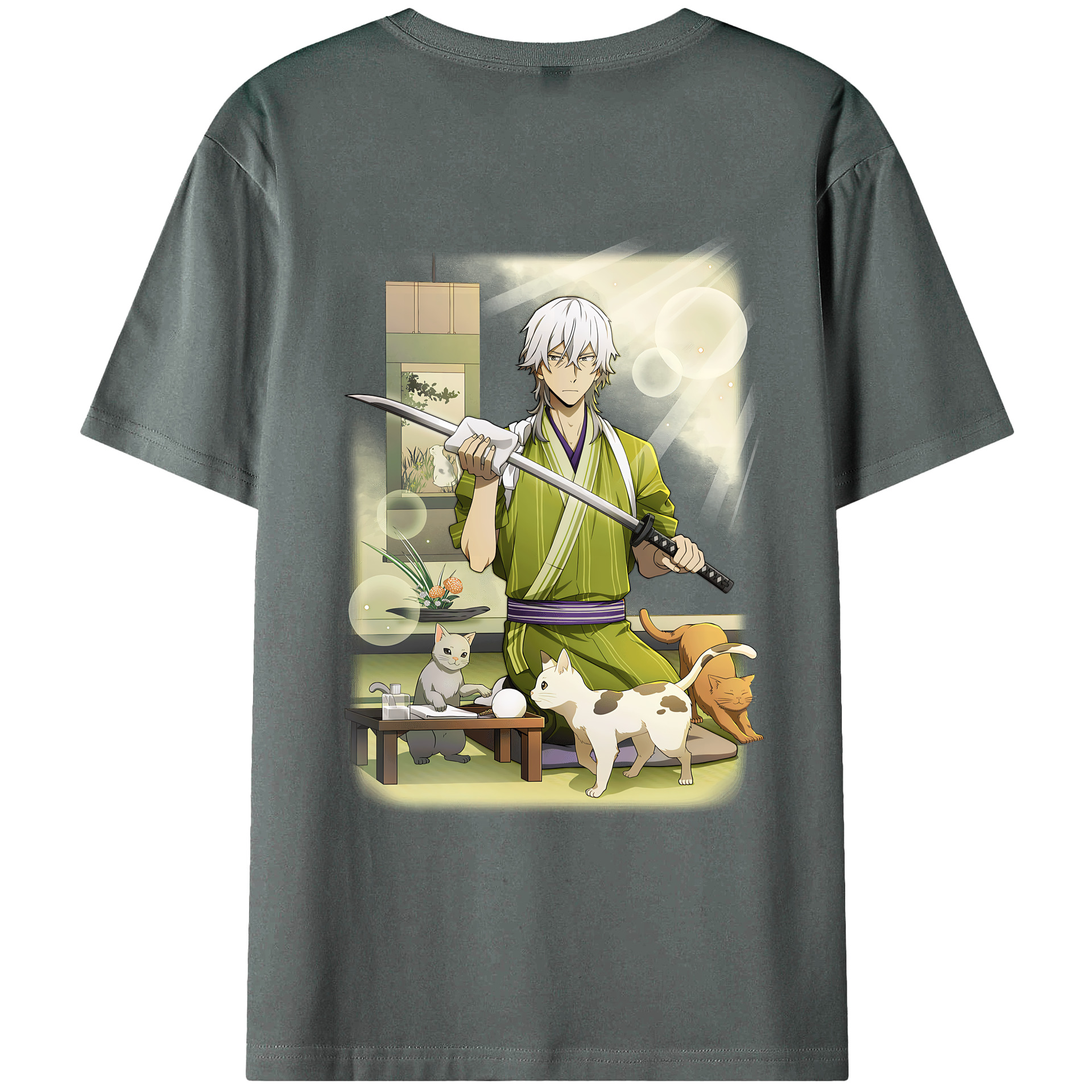 （画像用） 文豪ストレイドッグス Bungo Stray Dogs 綿100％ メンズ半袖Tシャツ（バックプリント） 通気性